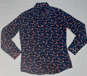Camisa azul de vacaciones de Navidad Simon Banks Dachshund Dachshunds para hombre mediana 15,5" - Imagen 1 de 9