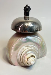 Unusual Antique Vintage Desk Hotel Buttler Bell Pearl Turbo Shell Rotating Knob - Picture 1 of 7