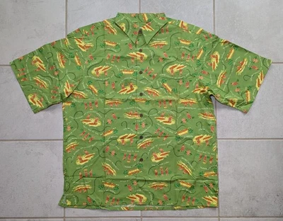 Camisa havaiana Reyn Spooner X Trader Joe’s masculina grande manga curta verde surf - Imagem 1 de 4