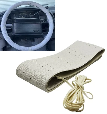 Classic Grip Synthetic Vinyl Old School Wrap Steering Wheel Cover White 14-16" - Image 1 of 2