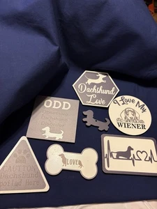 Lotto di 6 Targhe in Legno Detti Citazioni per Bassotti Cani - Foto 1 di 7