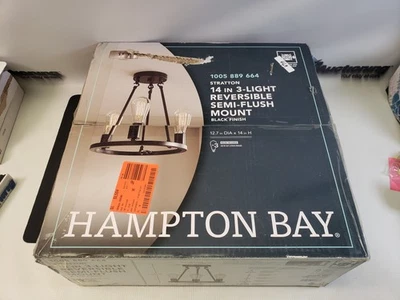 Hampton Bay 14 in 3 Light Reversible Semi-Flush Mount Model HDP00007 NIOB - Image 1 of 4