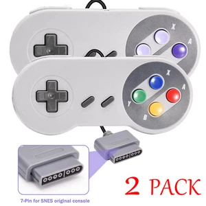 2x Classic Game Controller Gamepad for SNES Original Super Entertainment System - Picture 1 of 28