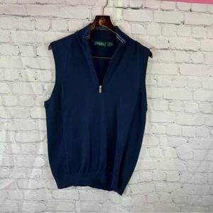 Bobby Jones navy 1/4 Zip Up Sweater vest golf outdoor preppy sz M - Picture 1 of 7