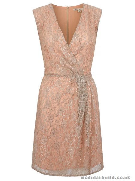 Uttam Boutique Damen Partykleid Metallic Spitze Nude UVP 75,00 £ - Bild 1 von 1