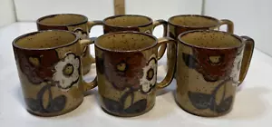 6 Vintage Otagiri Stil gesprenkelt Steinzeug Blumen Kaffeetasse Becher Boho Blume - Bild 1 von 9