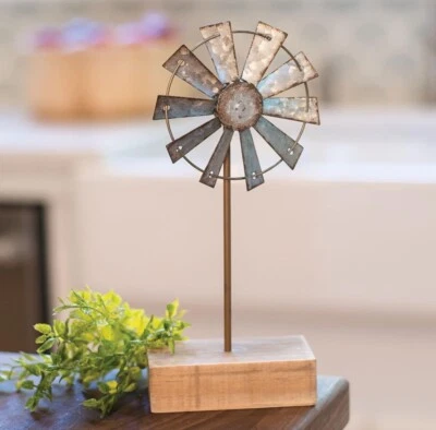 "Final de molino de viento en soporte 9"" estante cuidador campo granja mesa decoración" Foto 1 de 4