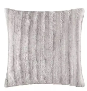 Madison Park Duke Ribbed 20" Square Faux-Fur Decorative Pillow Silver Grey - Picture 1 of 7