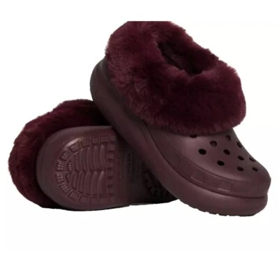 Zuecos de plataforma Crocs Furever Crush forrados 208446-6x4 cereza oscura para hombre 12 cómodos Foto 1 de 4