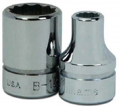 3/8" Drive Shallow Socket, 12 Point, Metric,High-Polished Chrome Finish,Williams - Image 1 of 2