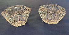 2 Vintage Mikasa Hexagonal Thick Crystal Glass Votive Tea Light Candle Holders