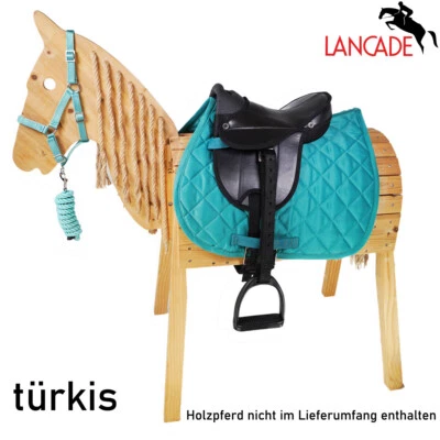 L-Sport Saddle for Small Wooden Horse with Halter + Knit Teal - Image 1 of 3
