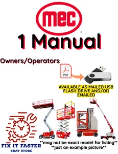 MEC 85-J DIESEL BOOM MAN LIFT OWNERS OPERATORS MANUAL PDF ON USB - Picture 1 of 2