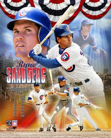 RYNE SANDBERG Hall of Fame Legend Collage CHICAGO CUBS 20x24 POSTER Print Cover
