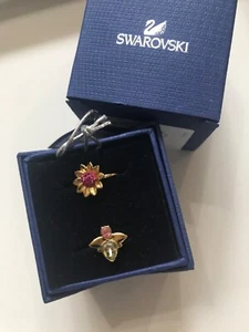 5080957 LMUL/GOS Signed Swarovski Garden Bloom ring set Flower & Bee EU 52 US 6 - Picture 1 of 5