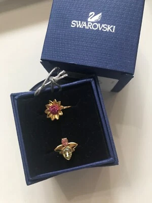 5080957 LMUL/GOS Signed Swarovski Garden Bloom ring set Flower & Bee EU 52 US 6 - Image 1 of 4