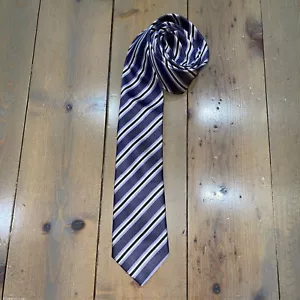 Alexander Julian Colours Men’s Repp Tie 100% Polyester Purple Striped Long 62” - Picture 1 of 8