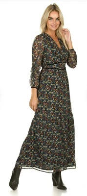 FREEBIRD Maxi Vestido Floral Melody | Negro Verde Talla XS Foto 1 de 4