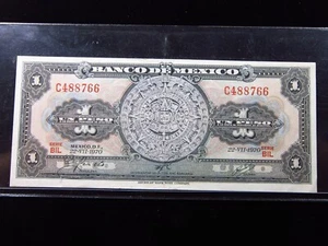 Mexiko 1 Peso 1970 Azteken Sonnenstein Banco de México Banknoten Geld H8766 - Bild 1 von 2