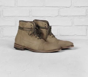 John Varvatos Fleetwood Lace Boot Mens Khaki EU 40.5 US 7.5 - Picture 1 of 11