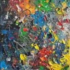 Abstract Expressionism Oil Paint Luxury Canvas Wall Art Picture Print Colourful