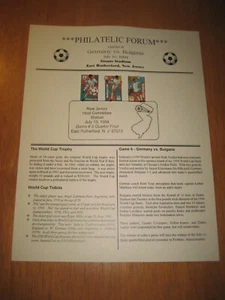 1994 FIFA World Cup Soccer Stamps/Poster Game #6 - Germany vs Bulgaria ! - Picture 1 of 2