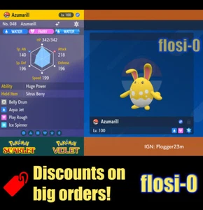 6IV Shiny Azumarill Pokemon Scarlet and Violet - Picture 1 of 1