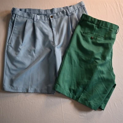 Haggar 38x9" Blue Green Cool 18 Expander Waist Performance Golf Mens Shorts - Image 1 of 4