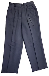 Vintage Lauren Ralph Lauren Petite Woman Navy Blue Wool Pleated Dress Pant Sz 12 - Picture 1 of 7