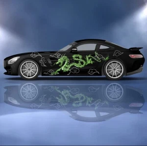 Dragon Car Decal; Dragon Flaming Car Decal; Both Sides, Custom Flame Decals - Picture 1 of 1