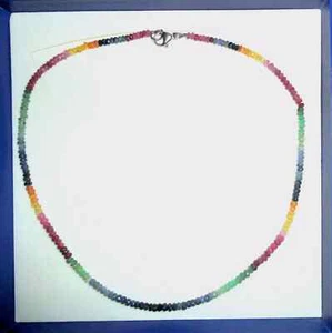 Collier Regenbogen-Saphir mit Smaragd Edelsteine facettiert ca. 50ct 46 cm S 925 - Bild 1 von 18
