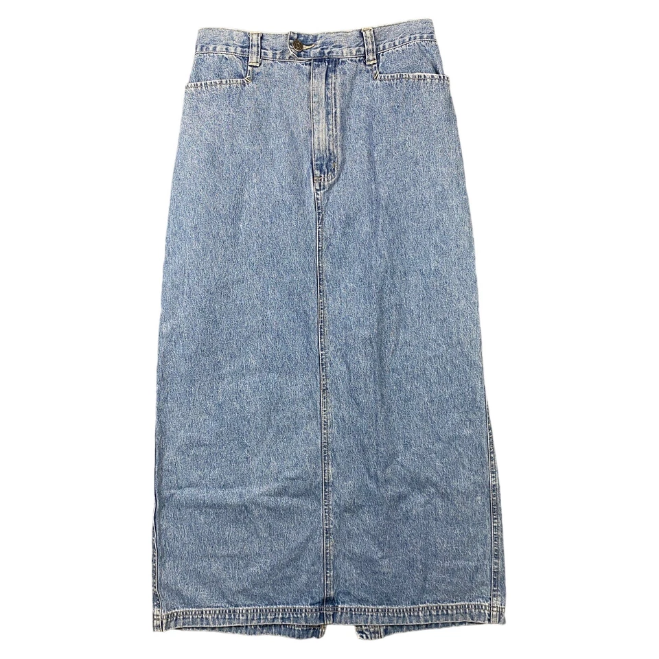 Falda midi de mezclilla Cherokee vintage talla 8 azul jean años 80 tala pradera cabaña Foto 1 de 4