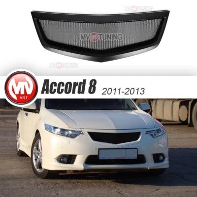 Front ABS Grille var №1 with mesh for Honda Accord 8 CU/CW Acura TSX 2011-2014 - Image 1 of 4
