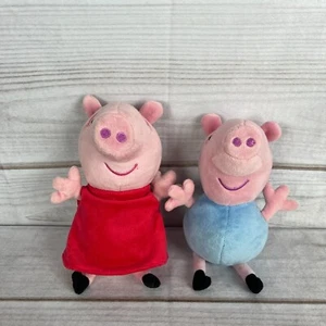 2003 Peppa Pig Hug N' Oink Laughing Electronic Plush George & Peppa 7 1/2" Tall - Picture 1 of 7