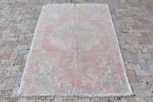 Alfombra Turca 53''x84'' Oushak Color Claro Patrón Medallón Alfombra 135x215cm - Imagen 1 de 9