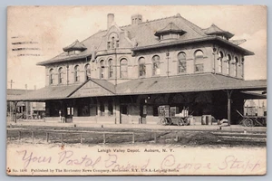 Auburn New York Lehigh Valley Depot Carts Tracks 1907 Postcard - Picture 1 of 2