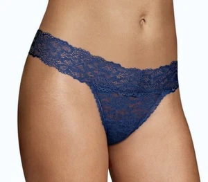 MAIDENFORM Sexy Must Haves Luxurious Lace Navy Blue Thong Panty Women M L XL 2XL - Picture 1 of 9