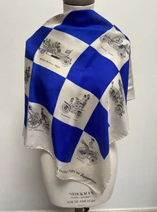 Rare "Vintage Rally by Jacqmar" 1950s Silk Square Scarf Hand Rolled Hem Motors - Picture 1 of 23