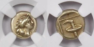 Isl. of Lesbos, Mytilene 377 -326 c. BC EL Hecte silver NGC CH VF 2.53g Maenad b - Picture 1 of 3