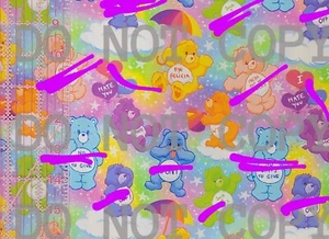 NSFW Swear Words Custom Cotton Woven Fabric Naughty Care Bears by the 1/4 Yard - Picture 1 of 2