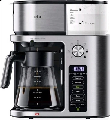 Braun MultiServe Plus 10 Cup Drip Coffee Maker Hot & Cold Brew 7 Sizes Stainless - Image 1 of 2