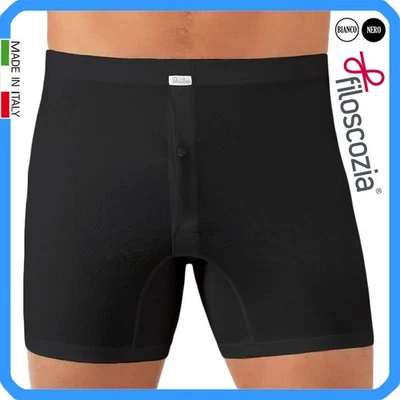 Boxer da Uomo FILO DI SCOZIA Gamba Lunga Apertura con Bottone 100% Cotone Aperto - Immagine 1 di 4