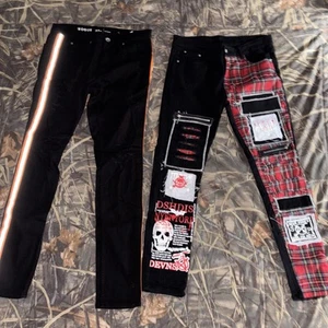 2 Pair Of Skinny Goth Jeans 32x32 - Picture 1 of 6