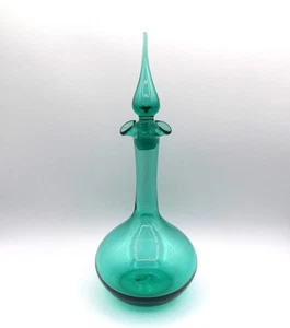 Mid Century Blenko Art Glass Decanter #37 Sea Green 13.5" w/ Stopper (S5) - Picture 1 of 8