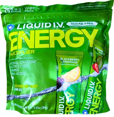 Liquid I.V. Energy Multiplier Sugar Free Drink Mix Variety Pack 26 Sticks ED7/27 - Image 1 of 4