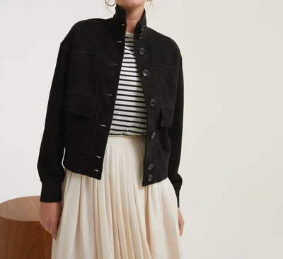 Womens Leather Jacket Black Bomber Pure Suede Jacket Size S M L XL XXL - Image 1 of 4