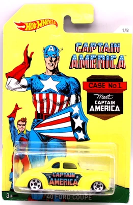 Hot Wheels 2015 Captain America #1 1940 Ford Coupe yellow white5spk's - Image 1 of 4