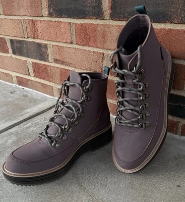 Botas impermeáveis femininas Teva formato médio com cadarço couro marrom tamanho - Imagem 1 de 4