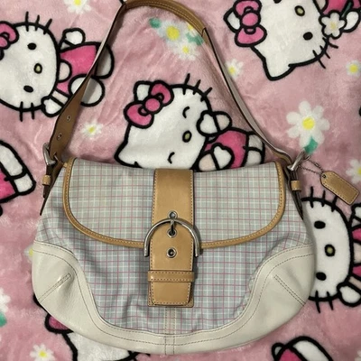 Bolso de hombro Coach Soho bebé azul y rosa a cuadros Foto 1 de 4
