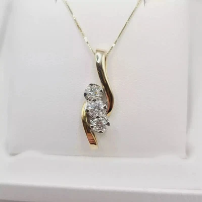 14K Yellow Gold Plated 2CT Round Cut Lab Created Diamond Women's Pretty Pendant - Image 1 of 4